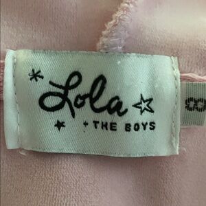 Lola + The Boys White Label on Pink Fabric hoodie.